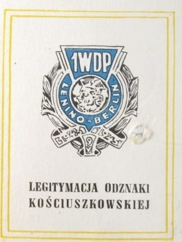 LEGITYMACJA ODZNAKI 1 DYWIZJI