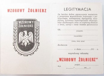 LEGITYMACJA- WZOROWY ŻOŁNIERZ
