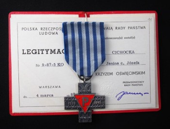 KRZYŻ OŚWIĘCIMSKI LEGITYMACJA