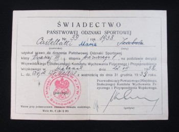 LEGITYMACJA PAŃSTWOWEJ ODZNAKI SPORTOWEJ 