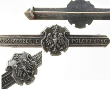 WSKRZESZENIE POLSKI 1916 - BROSZKA PATRIOTYCZNA 