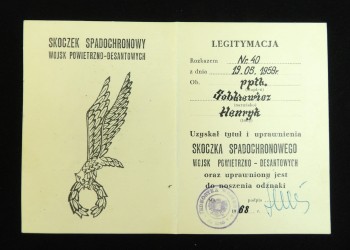 LEGITYMACJA ODZNAKI SKOCZKA WOJSK POWIETRZNO-DESANTOWYCH