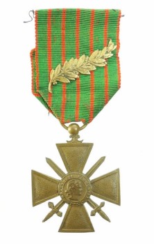 KRZYŻ WOJENNY FRANCJA - BRĄZOWA PALMA 1914-1917 