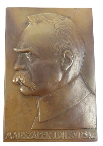 JÓZEF PIŁSUDSKI- PLAKIETA SYGNOWANA AUMILLER