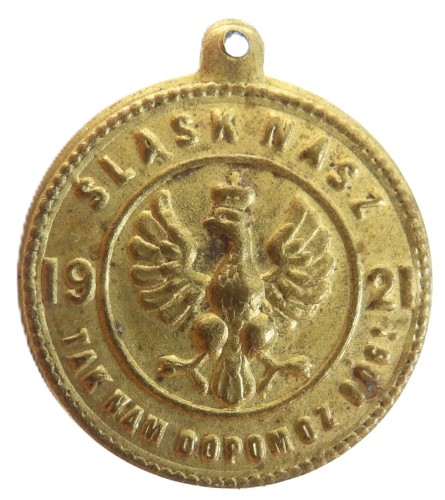 ŻETON PAMIĄTKOWY ŚLĄSK NASZ 1921 TAK NAM DOPOMÓŻ Bóg