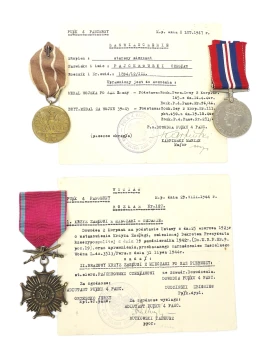  4 PUŁK PANCERNY ZESTAW ODZNACZEŃ Z LEGITYMACJAMI