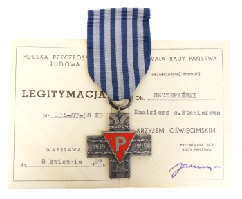 KRZYŻ OŚWIĘCIMSKI  Z LEGITYMACJĄ 