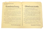 Kielce - 1 Wojna Światowa Obwieszczenie Cesarstwo Austro-Węgierskie 