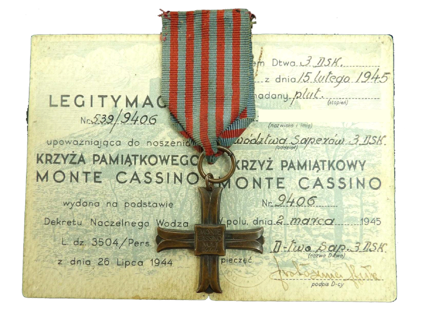 legitymacja monte cassino